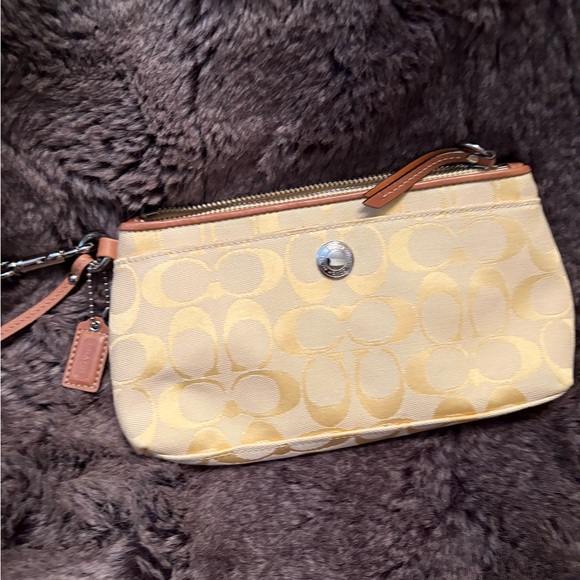 Coach Yellow and Brown Clutch Wristlet - Picture 1 of 6